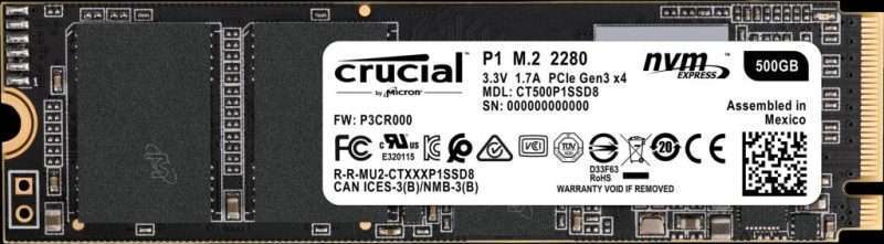 DISCO DURO SSD CRUCIAL P1 500GB NVMe PCIe M.2