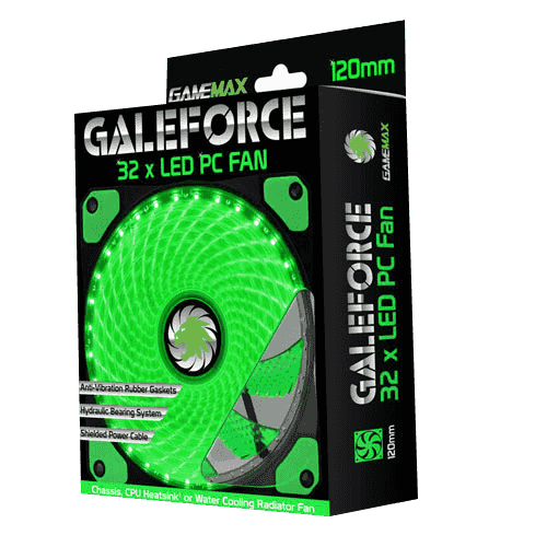 COOLER GAMEMAX GALEFORCE 32 LED GREEN 120MM (GMX-GF12G)