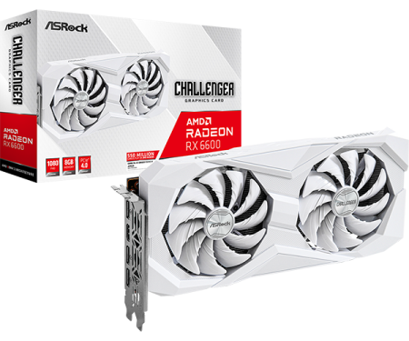 TARJETA DE VIDEO ASROCK RX 6600 CHALLENGER WHITE 8GB DDR6